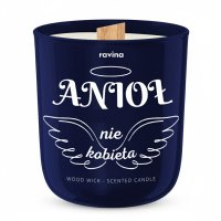 Ravina - Wood Wick - Scented Candle - Sojowa świeca zapachowa - Anioł nie kobieta - 175 g