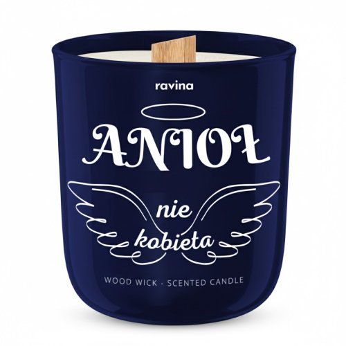 Ravina - Wood Wick - Scented Candle - Sojowa świeca zapachowa - Anioł nie kobieta - 175 g