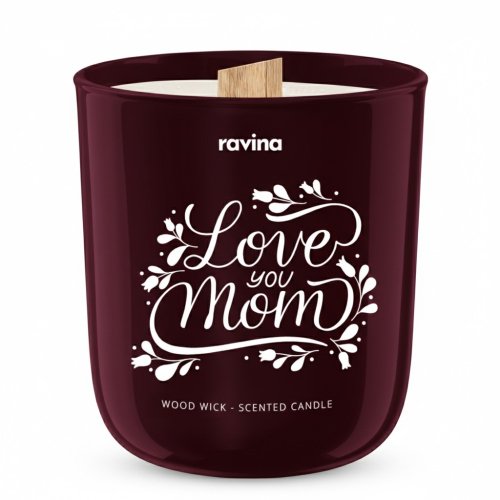 Ravina - Wood Wick - Scented Candle - Sojowa świeca zapachowa - Love You Mom - 175 g