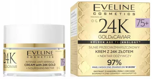 Крем для лица Eveline 24K Gold & Caviar против морщин 75+, 50 мл — фото 2
