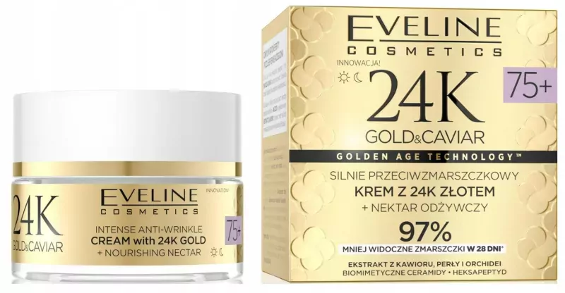 Крем для лица Eveline 24K Gold & Caviar против морщин 75+, 50 мл