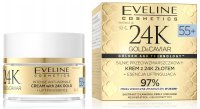 Eveline Cosmetics - 24K GOLD & CAVIAR 65+ - Silnie przeciwzmarszczkowy krem do twarzy z 24K złotem + Koncentrat naprawczy - 50 ml 