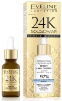 Eveline Cosmetics - 24K GOLD & CAVIAR - Intense Firming Serum - Intensywnie ujędrniające serum do twarzy z 24K złotem + Esencja rozświetlająca - 18 ml  
