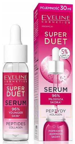 Eveline Cosmetics - SUPER DUET - Serum do twarzy z kompleksem peptydów i kolagenu - 30 ml