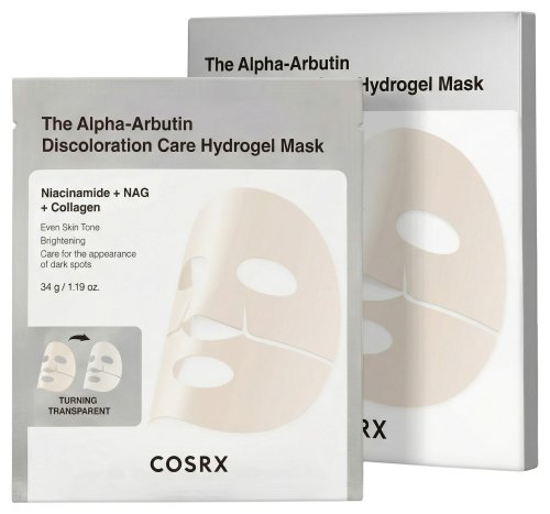 COSRX - The Alpha-Arbutin Discoloration Care Hydrogel Mask - Zestaw 3 hydrożelowych maseczek rozjaśniających do twarzy - 3 x 34 g
