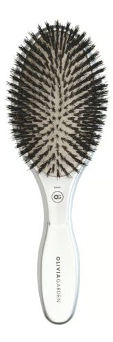 Olivia Garden - Expert Care Oval - Ceramiczna szczotka z włosiem dzika - Silver 