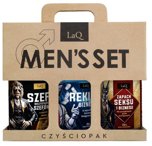 LaQ - MEN'S SET - Czyściopak - Ich Troje Mokra Korporacja 2.0 - Zestaw 3 żeli pod prysznic - Szef wszystkich szefów 500 ml + Rekin biznesu 500 ml + Doberman 500 ml