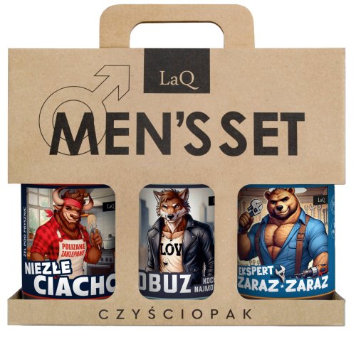 LaQ - MEN'S SET - Czyściopak - Ich Troje Typy Nie Do Zdarcia - Zestaw 3 żeli pod prysznic - Niezłe Ciacho 500 ml + Łobuz Kocha Najmocniej 500 ml + Ekspert Zaraz Zaraz 500 ml