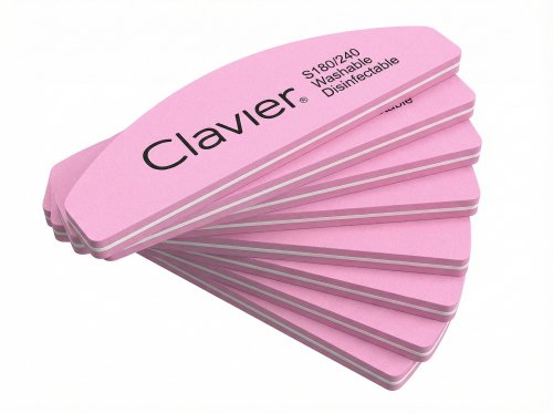 Clavier - Zestaw 10 mini polerek do paznokci - Buffer Łódka 180/240 Róż