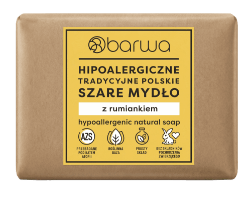 BARWA - Hipoalergiczne, tradycyjne szare mydło w kostce z rumiankiem - 100 g 
