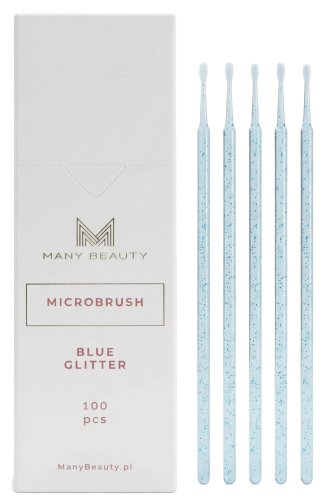 Many Beauty - Microbrush - Precision Glitter Lash Micro Applicators - Blue - 100 pcs