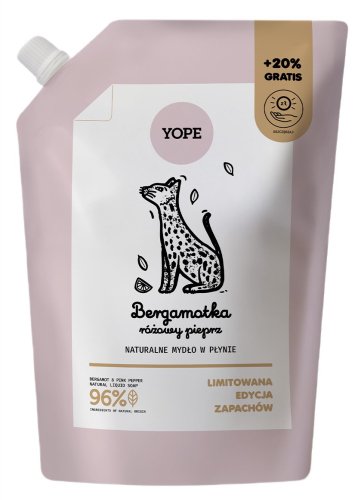YOPE - Naturalne mydło w płynie - Bergamotka i Różowy Pieprz - Refill - 600 ml