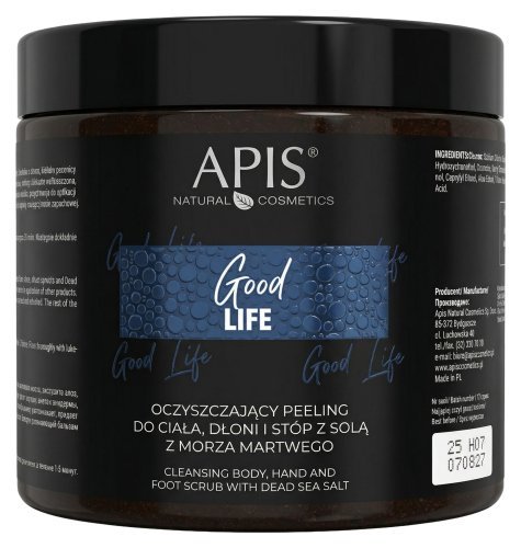 APIS - Good Life - Cleansing Body, Hand and Foot Scrub - Oczyszczający peeling do ciała, dłoni i stóp z solą z Morza Martwego - 700 g