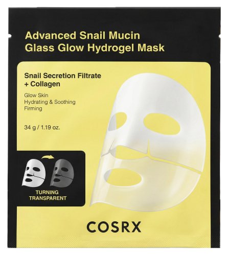 COSRX - Advanced Snail Mucin - Glass Glow Hydrogel Mask - Face mask with snail mucus - 1 pc / 34 g