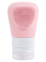 Many Beauty - Silikonowa butelka podróżna z dozownikiem i szczoteczką - Różowa - 38 ml