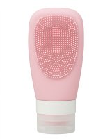 Many Beauty - Silikonowa butelka podróżna z dozownikiem i szczoteczką - Różowa - 60 ml