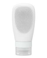 Many Beauty - Silikonowa butelka podróżna z dozownikiem i szczoteczką - Biała - 60 ml