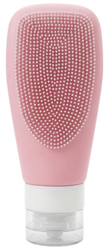 Many Beauty - Silikonowa butelka podróżna z dozownikiem i szczoteczką - Różowa - 90 ml