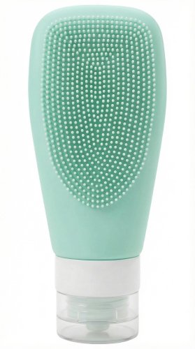 Many Beauty - Silikonowa butelka podróżna z dozownikiem i szczoteczką - Miętowa - 90 ml