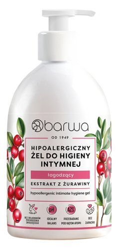 BARWA - Hypoallergenic Intimate Hygiene Gel - Hipoalergiczny, łagodzący żel do higieny intymnej z ekstraktem z żurawiny - 500 ml 
