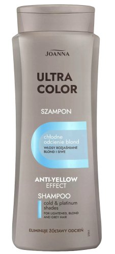 Joanna - Ultra Color - Anti-Yellow Effect Shampoo - Blue shampoo for blonde, bleached and gray hair - Neutralizes yellow tones - 400 ml