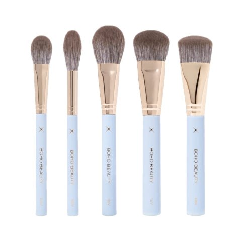 Boho Beauty - BLUE - Face Makeup Brush Set - Set of 5 face makeup brushes