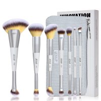 JESSUP - Innovation in Hand, Beauty in Heart - 14-in-7 Dual Ended Brush - Zestaw 7 podwójnych pędzli do makijażu + Kosmetyczka - Quiet Grey - T520 