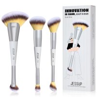JESSUP - Innovation in Hand, Beauty in Heart - 6-in-3 Dual Ended Face Brush - Zestaw 3 podwójnych pędzli do makijażu - Quiet Grey - T521 