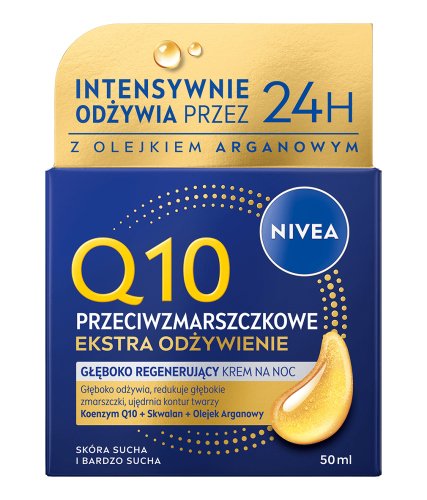 Nivea - Q10 - Przeciwzmarszczkowy krem do twarzy na noc - Ekstra Odżywienie - 50 ml 