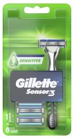 Gillette - Sensor3 Sensitive - Maszynka do golenia dla mężczyzn - Rączka + wkłady 6 szt