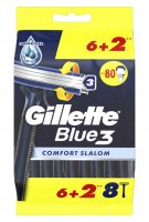 Gillette - Blue3 Comfort Slalom - Jednorazowe maszynki do golenia dla mężczyzn - 8 szt