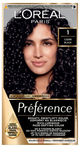 L'Oréal - Préférence - Permanent Haircolor - Farba do włosów - Trwała koloryzacja - 1 Black / Czerń