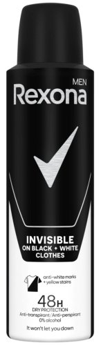 Rexona - Men - Invisible On Black + White Clothes Anti-Perspirant 48H - Aerosol antiperspirant for men - 150 ml