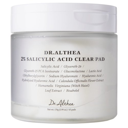 Dr. Althea - 2% Salicylic Acid Clear Pad - Oczyszczające płatki do twarzy z kwasem salicylowym - 65 szt