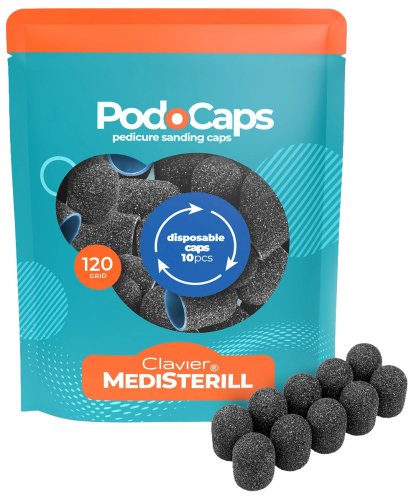 Clavier - MEDISTERILL - PodoCaps - Pedicure Sanding Caps - Kapturki ścierne do frezarki - 120 grit - 10 szt