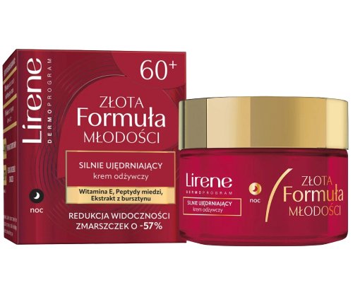 Lirene - Złota Formuła Młodości - Silnie ujędrniający krem odżywczy na noc 60+ - 50 ml 