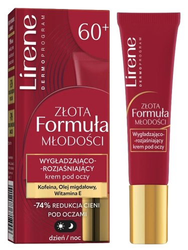 Lirene - Złota Formuła Młodości - Wygładzająco-rozjaśniający krem pod oczy 60+ - Dzień/Noc - 15 ml 