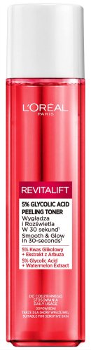 L'Oréal - REVITALIFT - 5% Glycolic Acid Peeling Toner - Rozświetlająco-wygładzający tonik do twarzy - 180 ml