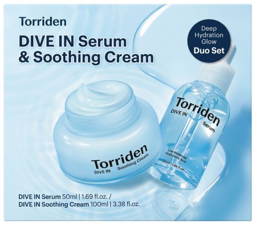 Torriden - DIVE IN - Serum & Soothing Cream - Set idratante e lenitivo per il viso - Crema viso 100 ml + Siero viso 50 ml