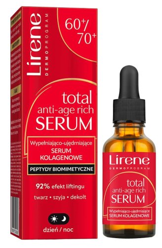 Lirene - Total Anti-Age Rich Serum 60+/70+ - Wypełniająco-ujędrniające serum kolagenowe - 30 ml