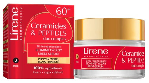 Lirene - Ceramides & Peptides - Highly Regenerating Biomimetic Cream-Serum 60+ - Silnie regenerujący krem-serum do twarzy na noc - 50 ml 