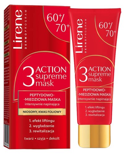 Lirene - 3 Action Supreme Mask - Peptide-Copper Firming Mask 60+/70+ - Peptydowo-miedziowa maska do twarzy - 50 ml 