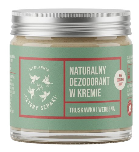 Mydlarnia Cztery Szpaki - Natural Cream Deodorant - Strawberry and Verbena, Soda-Free - 60 ml