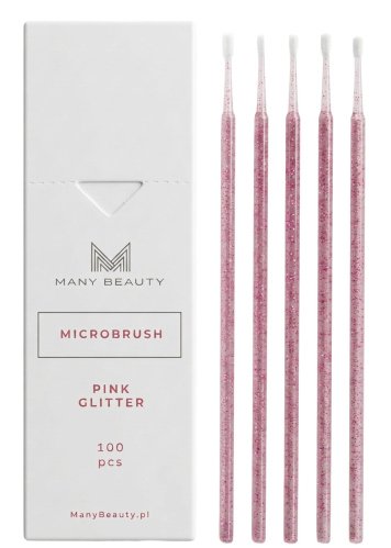 Many Beauty - Microbrush - Precision glitter microapplicators for eyelashes - Pink - 100 pcs