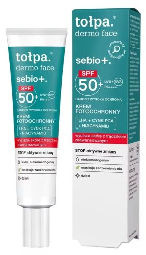 Tołpa - DERMO FACE SEBIO+ SPF50+ PA++++ - Krem fotoochronny do twarzy - Skóra trądzikowa - 40 ml