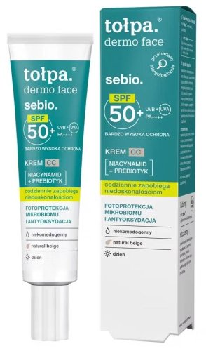 Tołpa - Dermo Face Sebio SPF50+ PA++++ - Krem CC do twarzy na dzień - 40 ml