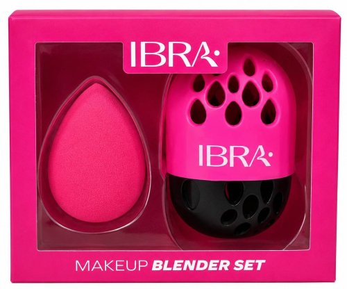 Ibra - Makeup Blender Set Pink - Różowa gąbeczka do makijażu z silikonowym etui 