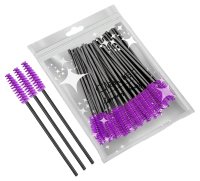 Clavier - Eyelash Brushes - Spazzolini monouso per ciglia e sopracciglia - Nero-rosa / Nero-viola - 50 pezzi