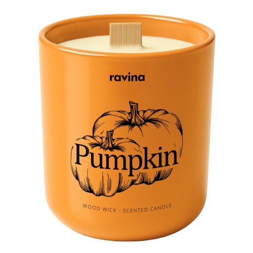 Ravina - Wood Wick - Scented Candle - נר סויה ריחני - Pumpkin - 175 g