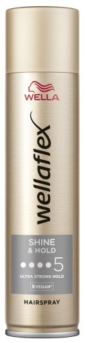 WELLA - Wellaflex Shine & Hold Hairspray - ספריי לשיער - 5 Ultra Strong Hold - 250 מ"ל
